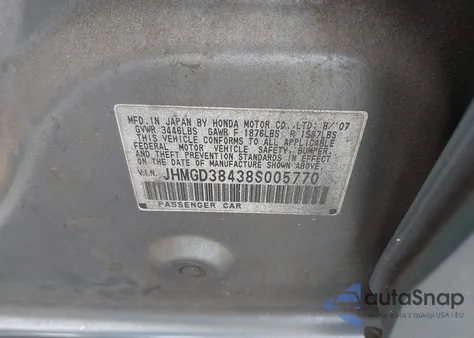 2008 Honda Fit из США, поврежденный, VIN JHMGD38438S005770